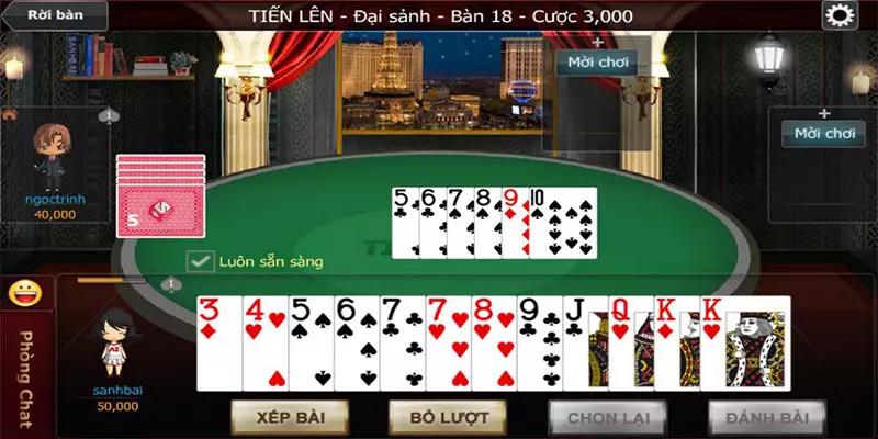 1 ván game tiến lên kiểu miền Nam thường dùng bộ 52 lá